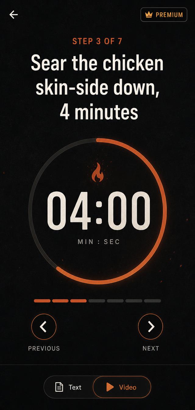 Dead Pantry Chef app screen: Hands-free cooking mode